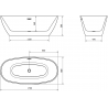 Mexen Eris voľne stojaca vaňa 170 x 80 cm, biela/čierna, prepad biely - 53441708075-20