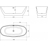 Mexen Eris voľne stojaca vaňa 180 x 80 cm, biela, preliv biely - 53441808000-20