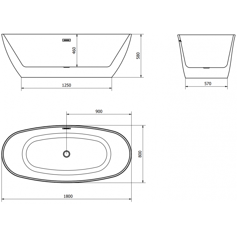 Mexen Eris voľne stojaca vaňa 180 x 80 cm, biela, prepad zlatý - 53441808000-50