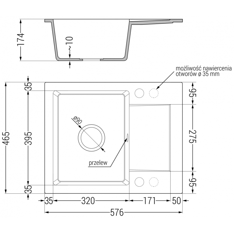 Mexen Enzo žulový drez s jednou komorou s odkvapkávačom a kuchynskou batériou Telma, biely - 6506-20-670200-50