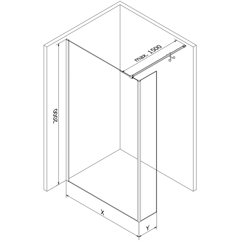 Mexen Kioto sprchová stena Walk-in 95 x 40 cm, transparentná, chróm - 800-095-212-01-00-040