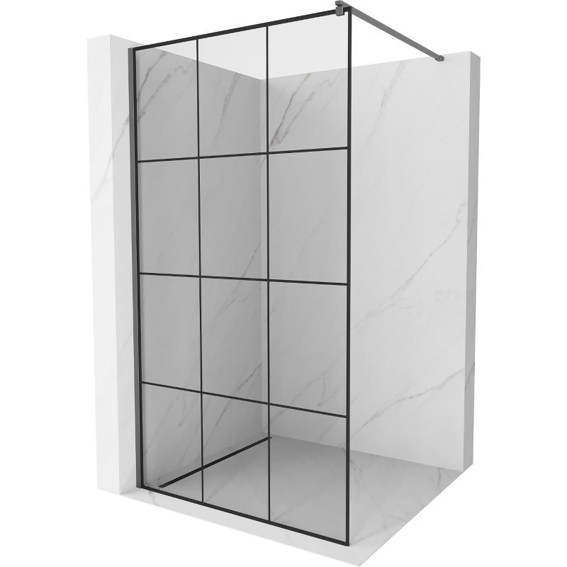 Mexen Kioto sprchová stena Walk-in 100 x 200 cm, čierny vzor 8 mm, gun metal - 800-100-101-95-77