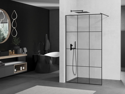 Mexen Kioto sprchová stena Walk-in 110 x 200 cm, čierny vzor 8 mm, gun metal - 800-110-101-95-77