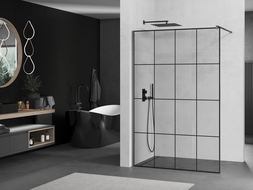 Mexen Kioto sprchová stěna Walk-in 160 x 200 cm, černý vzor 8 mm, gun metal - 800-160-101-95-77