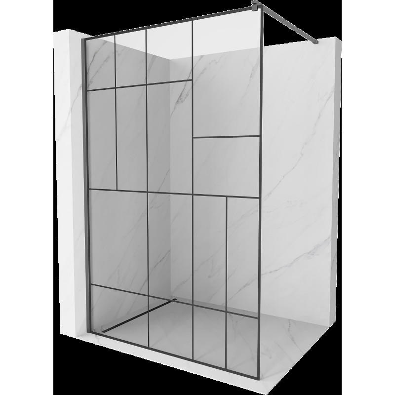 Mexen Kioto sprchová stena Walk-in 90 x 200 cm, čierny vzor 8 mm, gun metal - 800-090-101-95-78