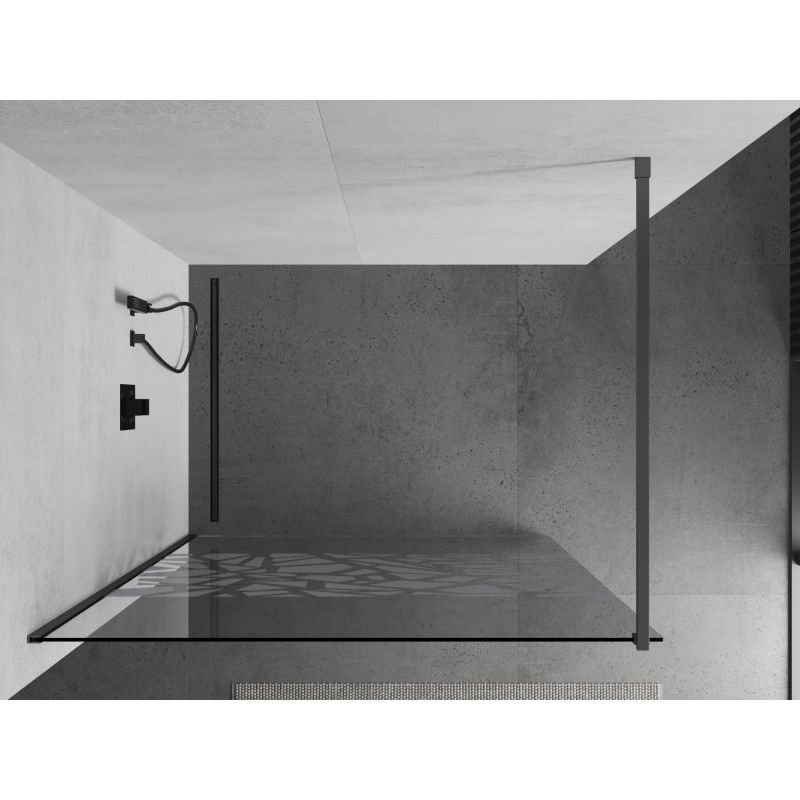 Mexen Kioto sprchová stena Walk-in 100 x 200 cm, biely vzor 8 mm, gun metal - 800-100-101-95-85