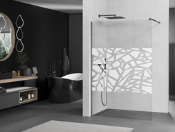 Mexen Kioto sprchová zástěna Walk-in 140 x 200 cm, bílý vzor 8 mm, gun metal - 800-140-101-95-85