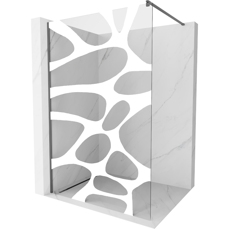 Mexen Kioto sprchová stena Walk-in 100 x 200 cm, biela vlna 8 mm, gun metal - 800-100-101-95-97