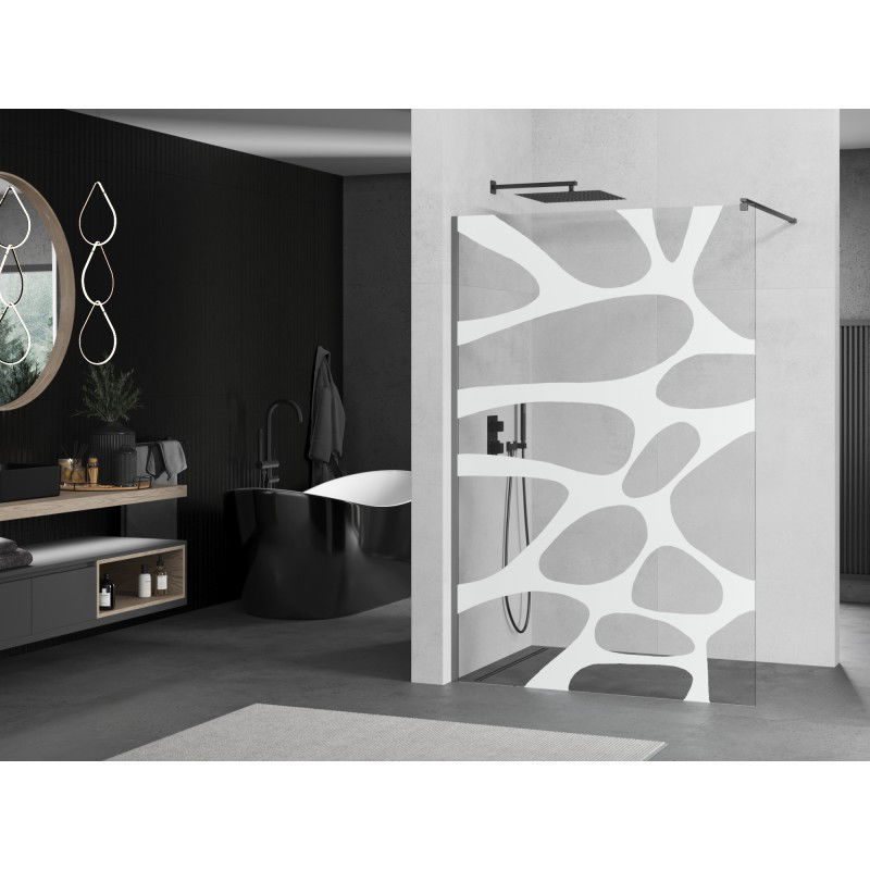 Mexen Kioto sprchová stena Walk-in 140 x 200 cm, biela vlna 8 mm, gun metal - 800-140-101-95-97