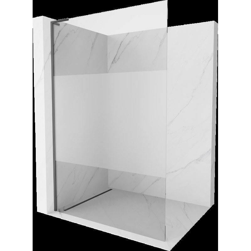 Mexen Kioto L sprchová stěna Walk-in 100 x 200 cm, transparentní/satinovaný, gun metal - 800-100-103-95-35