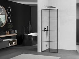 Mexen Kioto L sprchová stena Walk-in 90 x 200 cm, čierny vzor, gun metal - 800-090-103-95-77