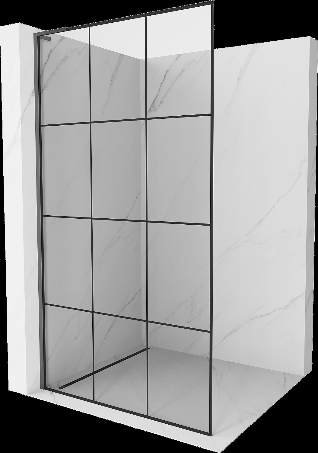 Mexen Kioto L sprchová stena Walk-in 100 x 200 cm, čierny vzor, gun metal - 800-100-103-95-77