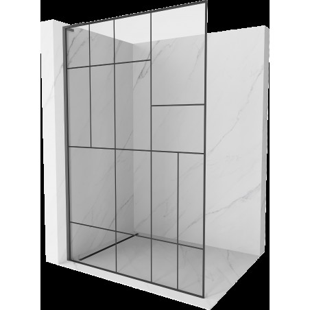 Mexen Kioto L sprchová stěna Walk-in 120 x 200 cm, černý vzor, gun metal - 800-120-103-95-78