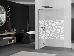 Mexen Kioto L sprchová zástena Walk-in 80 x 200 cm, biely vzor, gun metal - 800-080-103-95-85