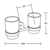 Mexen Tiber dvojitý pohár na zubné kefky, čierny - 7050552-70