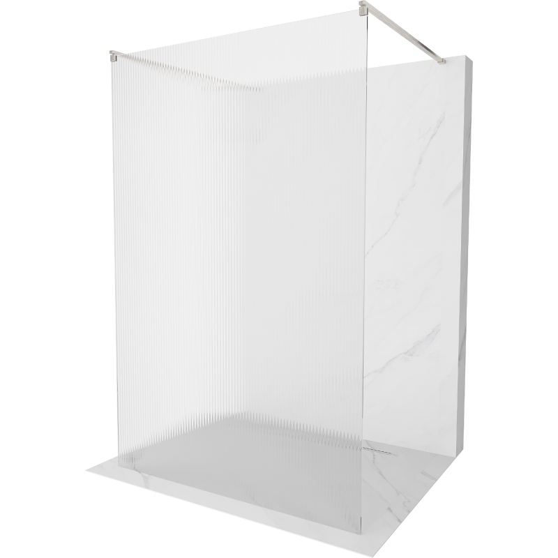 Mexen Kioto voľne stojaca sprchová stena 130 x 200 cm, prúžky 8 mm, brúsený nikel - 800-130-002-97-09