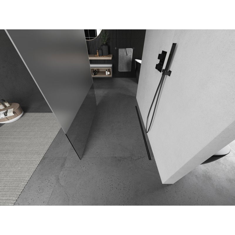 Mexen Kioto samostatne stojaca sprchová stena 100 x 200 cm, priehľadná/matná 8 mm, gun metal - 800-100-002-95-35
