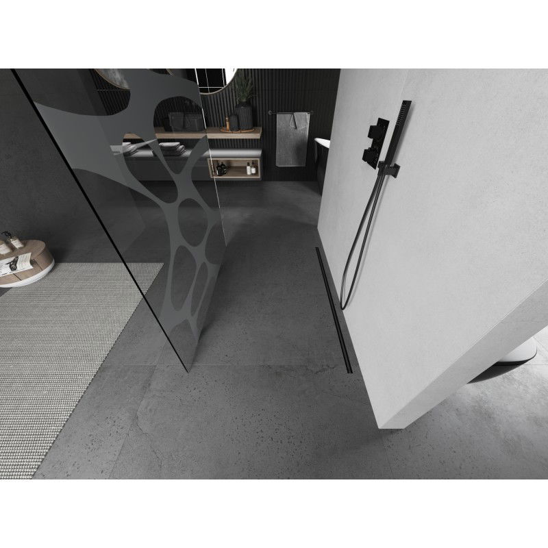 Mexen Kioto samostatná sprchová priečka 100 x 200 cm, biela vlna 8 mm, gun metal - 800-100-002-95-97