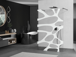 Mexen Kioto voľne stojaca sprchová priečka 120 x 200 cm, biely vzor 8 mm, gun metal - 800-120-002-95-97