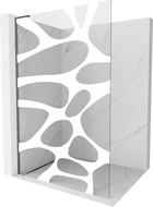 Mexen Kioto L sprchová stěna Walk-in 100 x 200 cm, bílý vzor, gun metal - 800-100-103-95-97