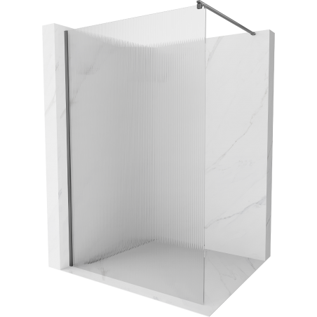 Mexen Kioto sprchová stena Walk-in 100 x 200 cm, prúžky 8 mm, gun metal - 800-100-101-95-09