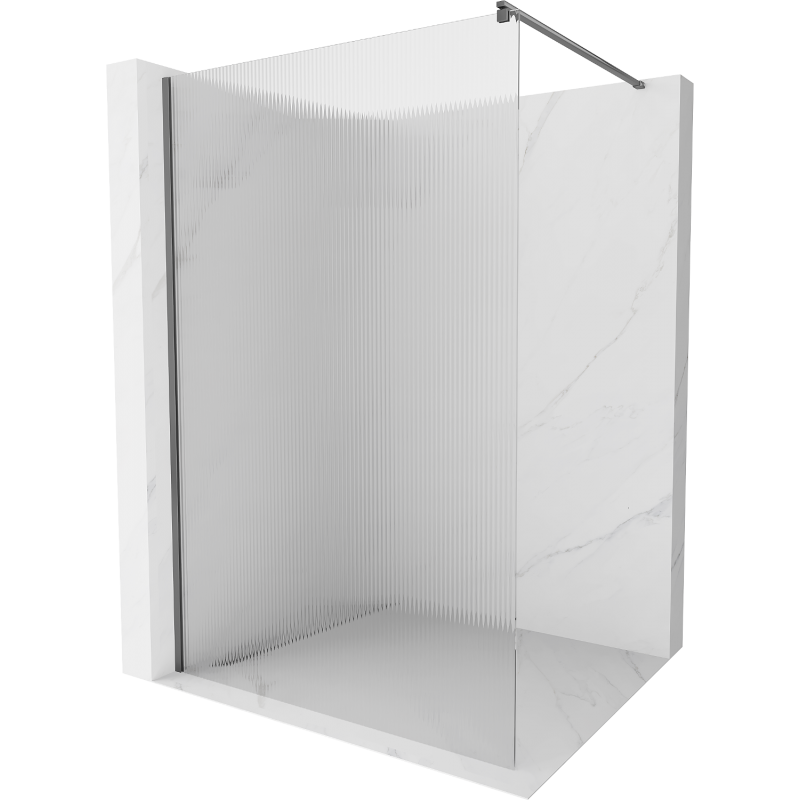 Mexen Kioto sprchová stena Walk-in 120 x 200 cm, prúžky 8 mm, gun metal - 800-120-101-95-09