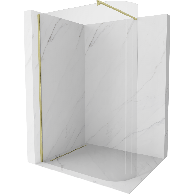 Mexen Kioto zaoblená sprchová stena Walk-in 90 x 200 cm, transparentné 8 mm, zlatá brúsená - 800-090-101-55-06
