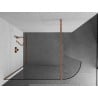 Mexen Kioto zaoblená sprchová stena Walk-in 100 x 200 cm, transparentná 8 mm, kartáčovaná medená - 800-100-101-65-06
