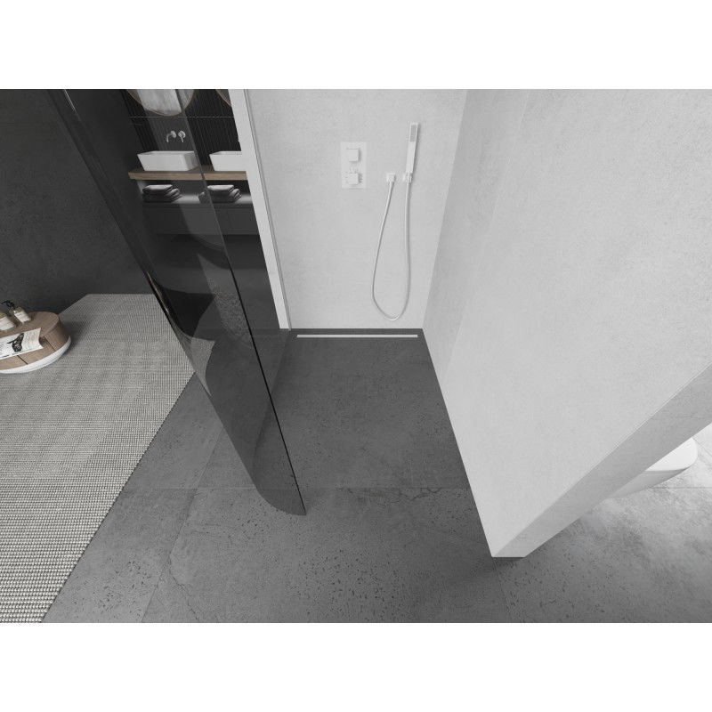 Mexen Kioto-R L zaoblená sprchová stena Walk-in 90 x 200 cm, transparentná, biela - 800-090-103-20-06