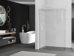 Mexen Kioto L sprchová zástena zaoblená Walk-in 90 x 200 cm, transparentná, biela - 800-090-103-20-06