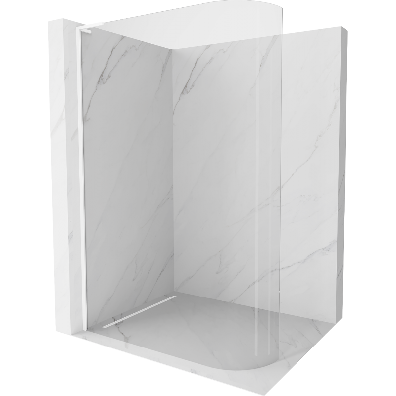 Mexen Kioto-R L zaoblená sprchová stena Walk-in 120 x 200 cm, transparentná, biela - 800-120-103-20-06