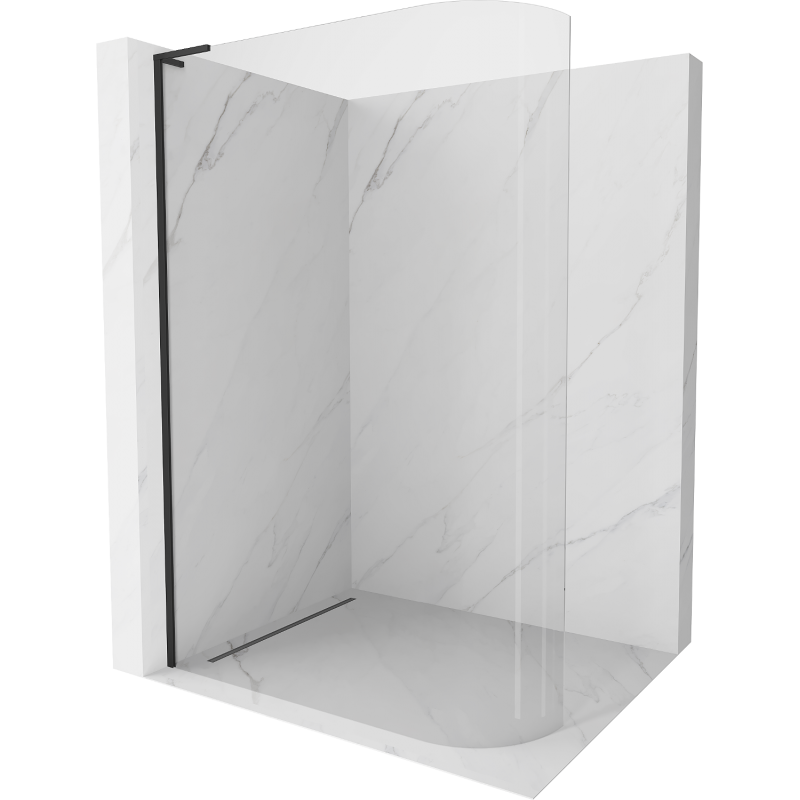 Mexen Kioto-R L zaoblená sprchová stena Walk-in 80 x 200 cm, transparentná, čierna - 800-080-103-70-06