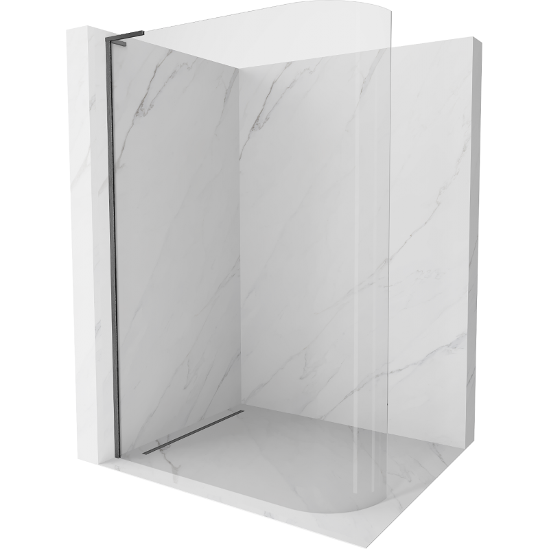 Mexen Kioto-R L zaoblená sprchová stena Walk-in 90 x 200 cm, transparentná, gun gray kartáčovaná - 800-090-103-66-06