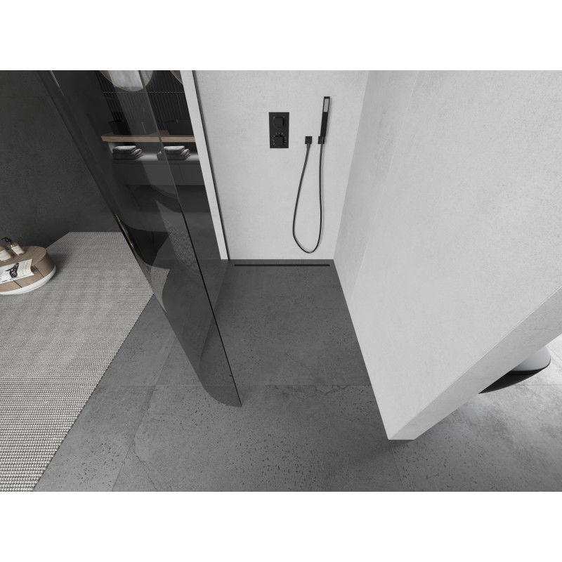 Mexen Kioto-R L zaoblená sprchová stena Walk-in 100 x 200 cm, transparentná, zbraňovo sivá kartáčovaná - 800-100-103-66-06