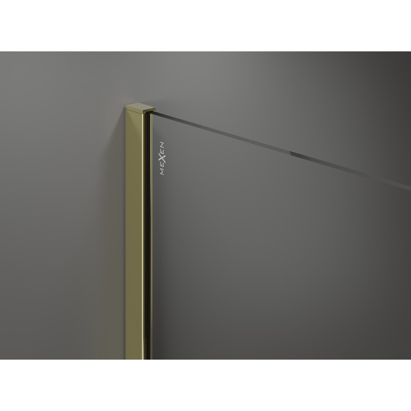 Mexen Kioto sprchová stena Walk-in 100 x 200 cm, čierny rám 8 mm, zlatá - 800-100-101-50-70