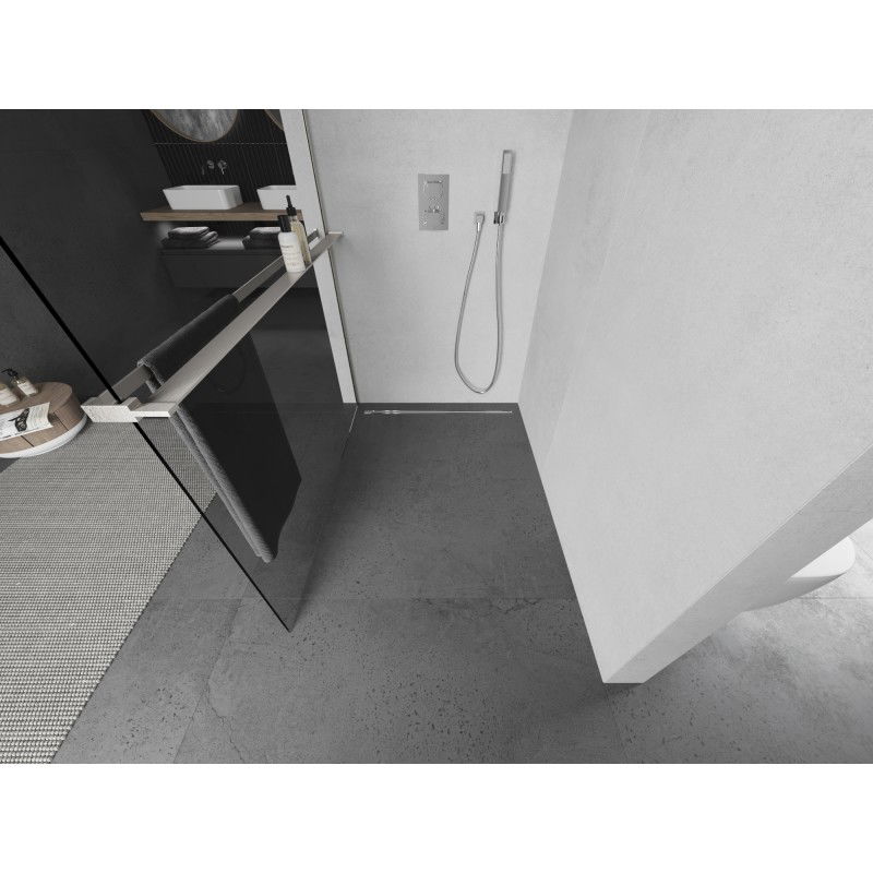 Mexen Kioto+ sprchová stena s poličkou Walk-in 95 x 200 cm, transparentná, kartáčovaný nikel - 800-095-121-97-00