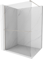 Mexen Kioto+ sprchový panel so sklenenou stenou Walk-in 140 x 200 cm, transparentný, brúsený nikel - 800-140-121-97-00
