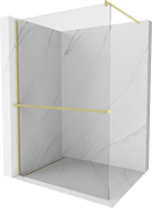 Mexen Kioto+ sprchový panel so sklenenou poličkou Walk-in 70 x 200 cm, transparentný, zlatý brúsený - 800-070-121-55-00