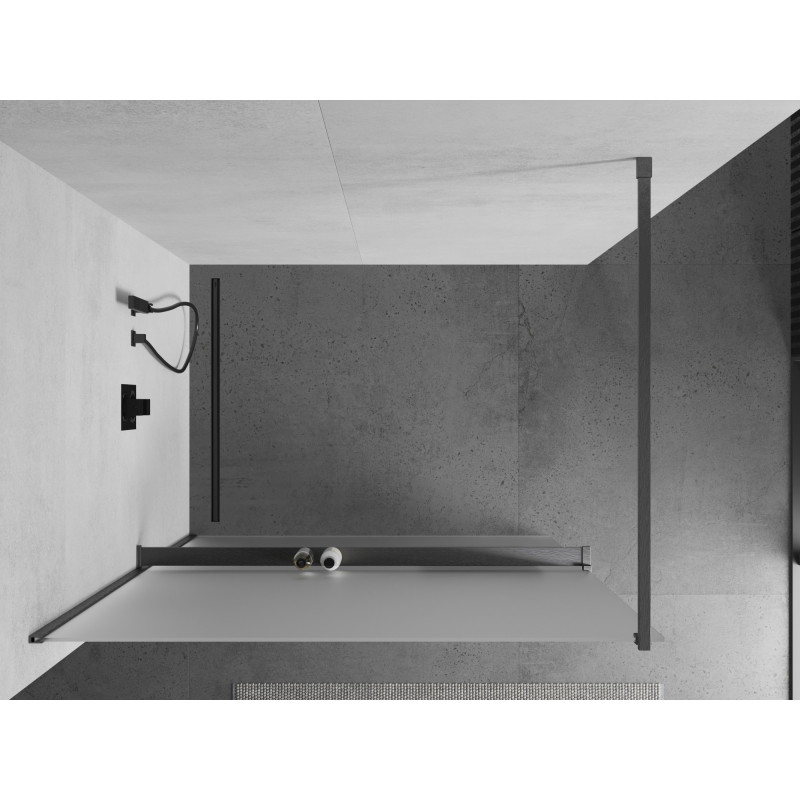 Mexen Kioto+ sprchová stena s poličkou Walk-in 70 x 200 cm, mrazivá, kefovaná gun gray - 800-070-121-66-30