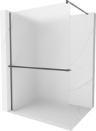 Mexen Kioto+ sprchová stena s policou Walk-in 80 x 200 cm, mráz, gun gray brúsený - 800-080-121-66-30