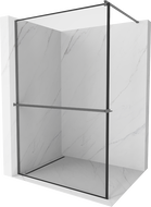 Mexen Kioto+ sprchový panel so poličkou Walk-in 100 x 200 cm, čierny vzor, gun metal - 800-100-121-95-70