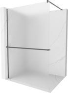 Mexen Kioto+ sprchová stena s poličkou Walk-in 130 x 200 cm, matné sklo, gun metal - 800-130-121-95-30