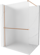 Mexen Kioto+ sprchová stena s poličkou Walk-in 140 x 200 cm, mráz, kartáčovaná meď - 800-140-121-65-30