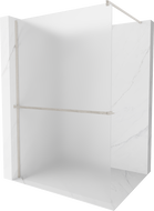 Mexen Kioto+ sprchová stena s poličkou Walk-in 70 x 200 cm, mliečna, kartáčovaný nikel - 800-070-121-97-30
