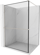 Mexen Kioto+ sprchová stena s poličkou Walk-in 140 x 200 cm, černý vzor, kartáčovaný nikl - 800-140-121-97-70