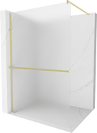 Mexen Kioto+ sprchová stena s poličkou Walk-in 100 x 200 cm, matná, zlatá kartáčovaná - 800-100-121-55-30