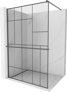 Mexen Kioto+ sprchová stěna s policí Walk-in 100 x 200 cm, černý vzor, gun metal - 800-100-121-95-78