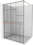 Mexen Kioto+ sprchovací stěna s polici Walk-in 90 x 200 cm, černý vzor, kartáčovaný měď - 800-090-121-65-78