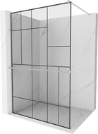 Mexen Kioto+ sprchová zástěna s poličkou Walk-in 70 x 200 cm, černý vzor, kartáčovaný nikl - 800-070-121-97-78
