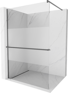 Mexen Kioto+ priechodná sprcha s poličkou Walk-in 90 x 200 cm, transparentná/matná, gun metal - 800-090-121-95-35